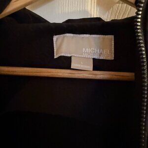 Michael Kors Long Hooded Jacket — Black Houndstooth